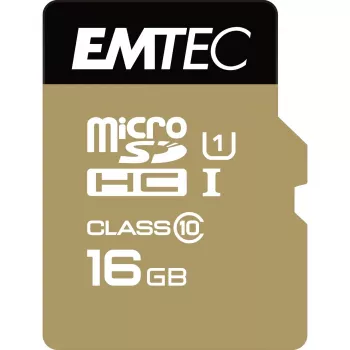 EMTEC Gold+ - Flash pamäťová karta (SD adaptér v balení) - 16 GB - Class 10 - microSD - zlatá (ECMSDM16GHC10GP)