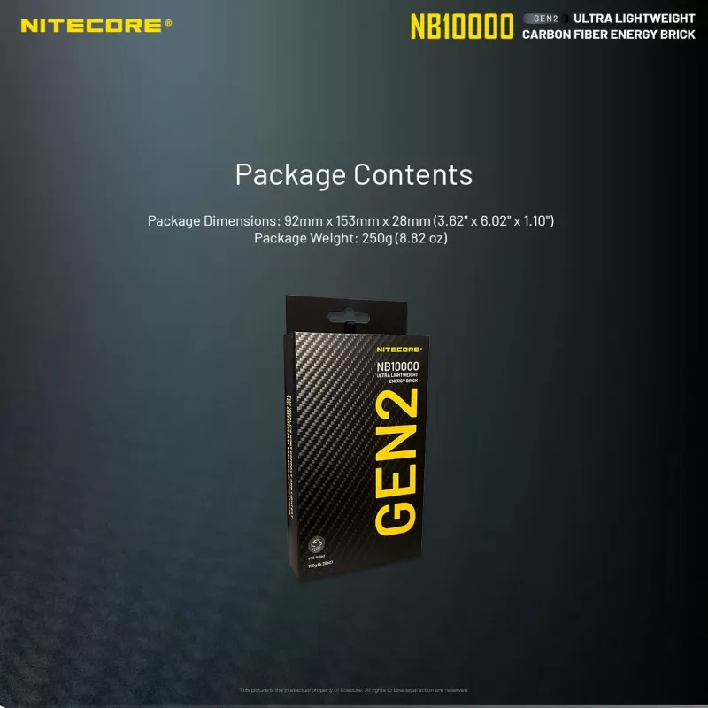 Prenosná powerbanka Nitecore NB10000 — 10000 mAh, USB‑A + USB‑C, 38 W celkový výstup, sivá