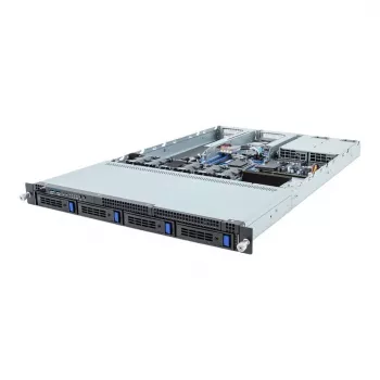 1U rack serverová platforma GIGABYTE R133-C13-ACG1 — AMD B650E základná doska, socket AM5, 4x DDR5 UDIMM sloty, 800 W redundantný napájací zdroj, 4x 2,5