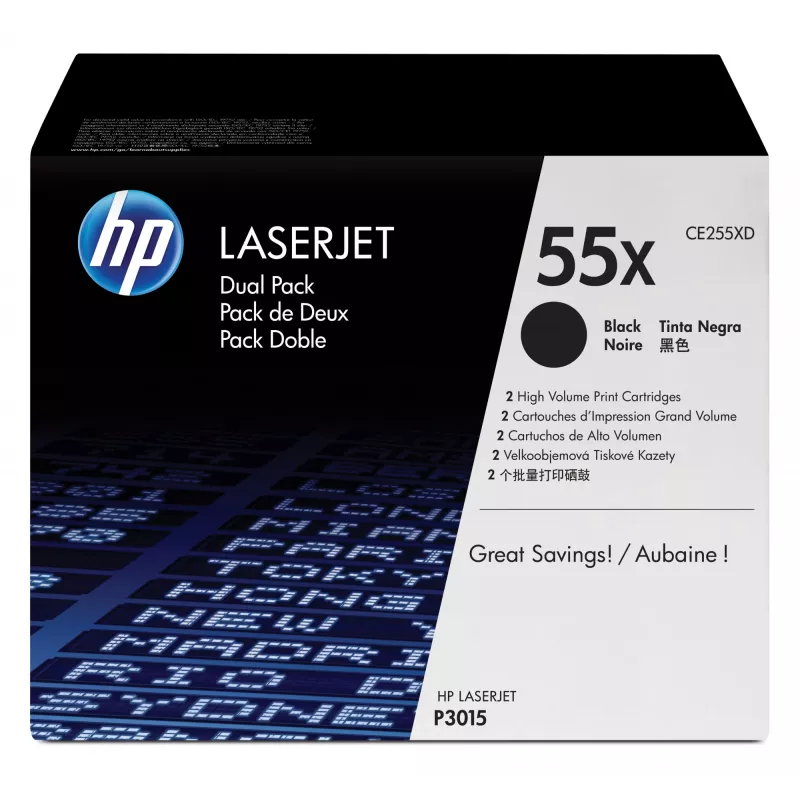 HP 55X balenie 2 ks s vysokou výdržou čierne originálne LaserJet tonerkazety