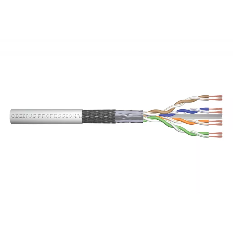Sieťový kábel Digitus CAT 6 SF/UTP krútená dvojlinka patch kábel metráž 305 m sivý