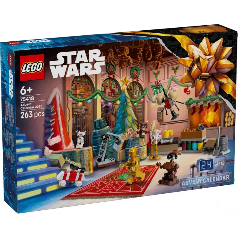 LEGO Star Wars adventný kalendár 2025 — sada 75418, sezónne zostaviteľné minifigúrky a modely