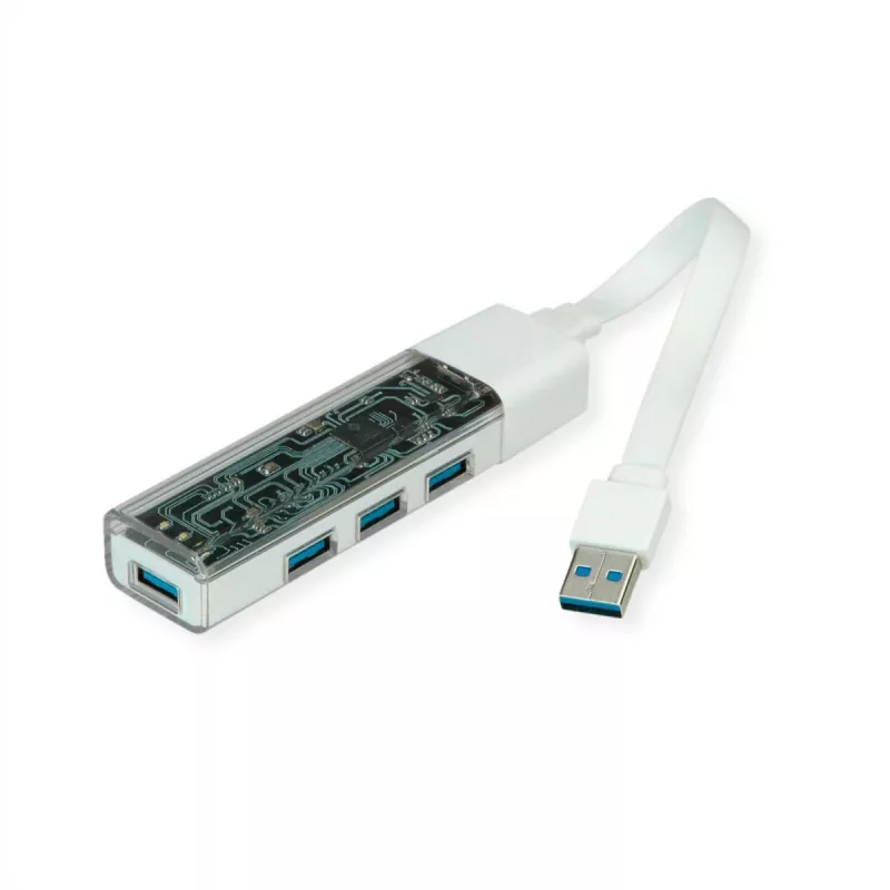 ROLINE mobilný USB 3.2 Gen 1 hub, 4-portový, Type-A+C pripojovací kábel
