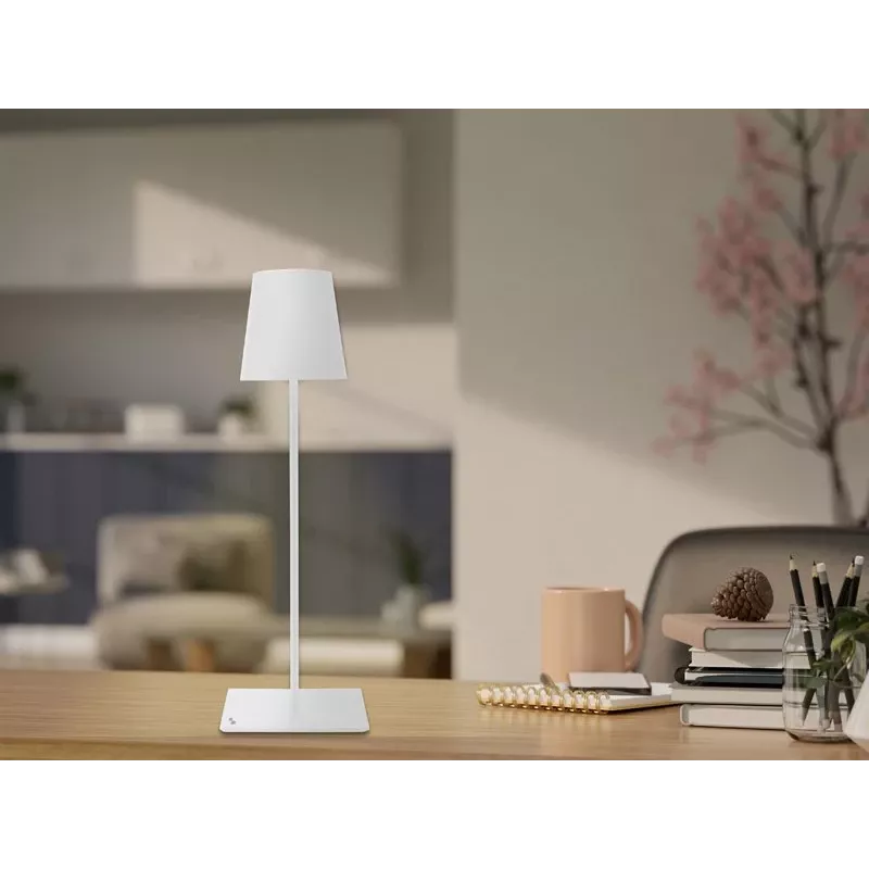 Beper P201UTP404 nabíjateľná LED stojaca lampa, nastaviteľná výška, 2,5 W, stmievateľná, kovová, biela