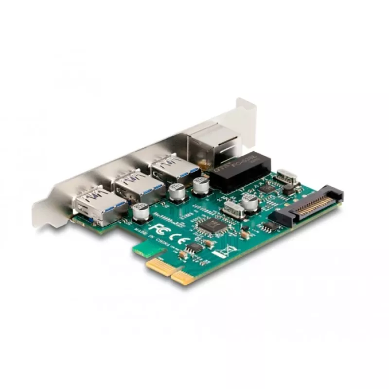 DeLOCK karta PCI Express x1, 3 x USB 5 Gbps typ A, 1 x Gigabit LAN