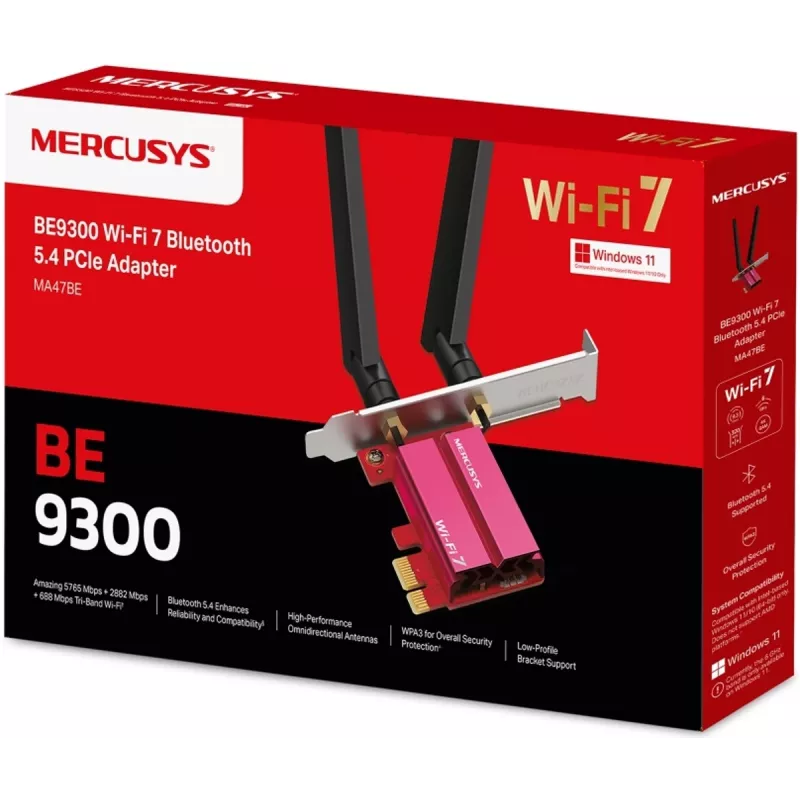 PCIe Tri-Band WiFi 7 adaptér MERCUSYS MA47BE — vysokorýchlostné WLAN pripojenie