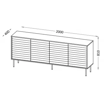Cama 4D CORTINA komoda 200x40x81 čierna/orech