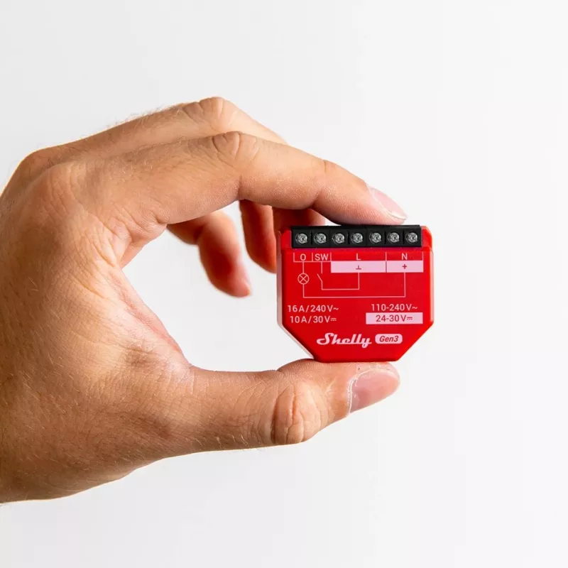 Shelly 1PM Gen3 relé Wi-Fi/Bluetooth, 16 A, s meraním výkonu
