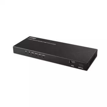 Lindy 4 port HDMI 8K60 rozbočovač s audio, HDMI, 4x HDMI, 3,5 mm, 7680 x 4320 pixelov, čierna, kov