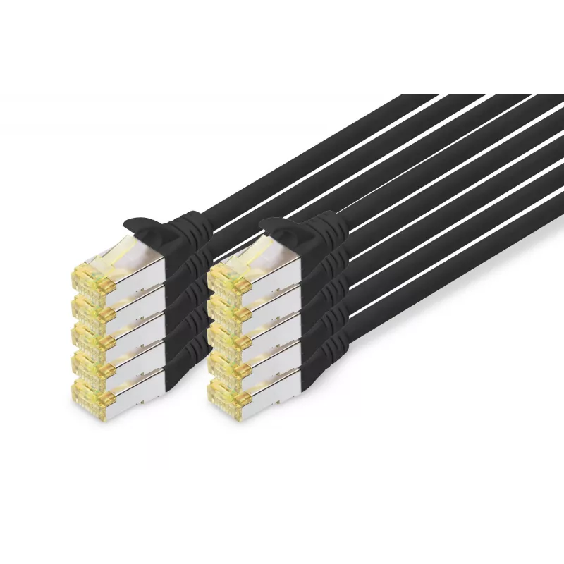 Prepojovací kábel DIGITUS CAT 6A S/FTP DK-1644-A-020-BL-10, 2 m, čierny, 10 ks