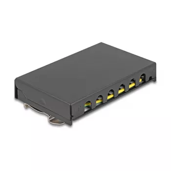 DELOCK zaslepovací panel 6-port pre Keystone RJ moduly, čierny, kov, pre montáž na stôl/stenu/lištu DIN