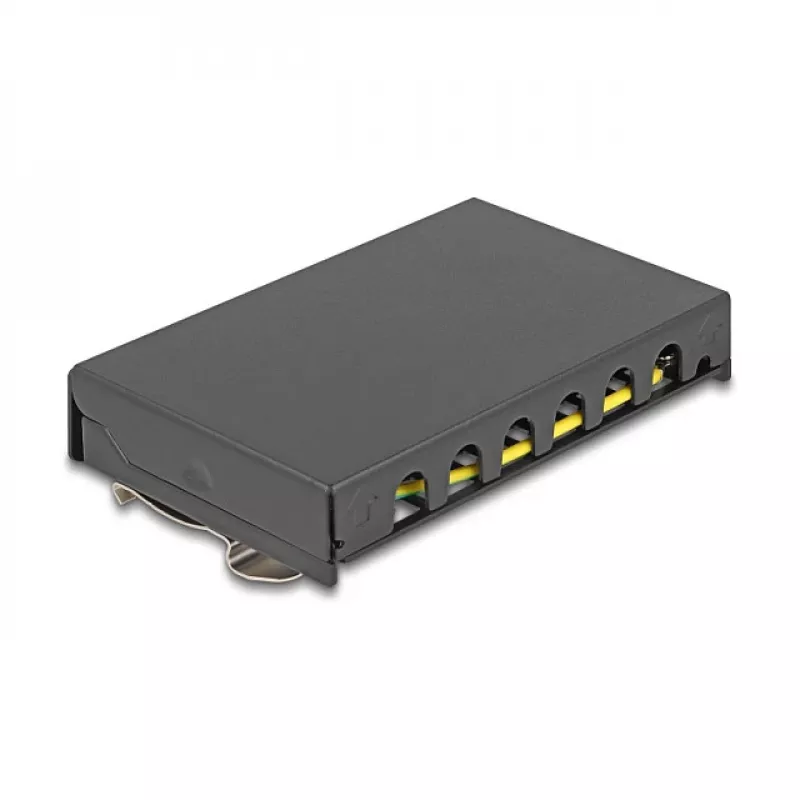 DELOCK zaslepovací panel 6-port pre Keystone RJ moduly, čierny, kov, pre montáž na stôl/stenu/lištu DIN