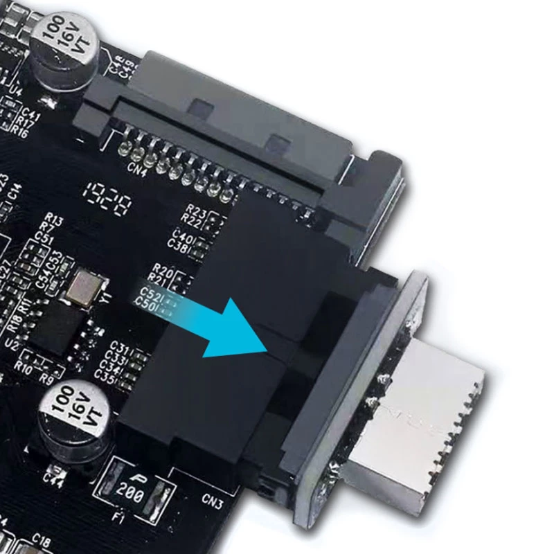 GrauGear interný adaptér 19-pinový USB 3.0 na USB 3.1 Type-E 20-pinový Key A, 180 stupňov