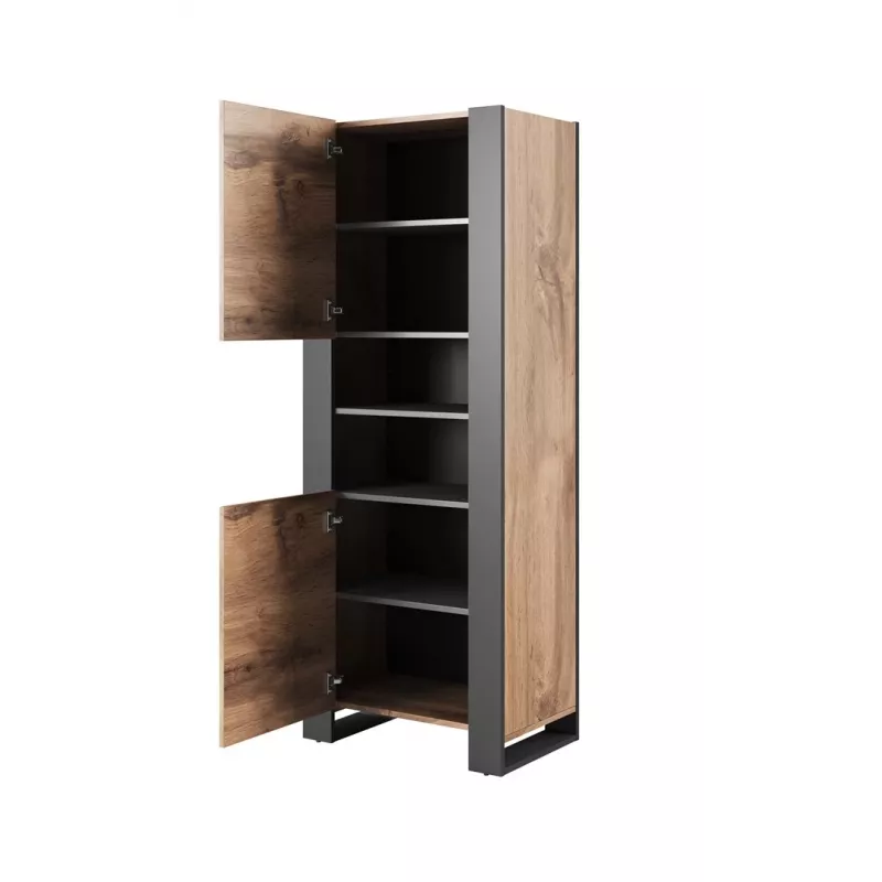 WOOD regál 65x40x170,5 wotanský dub + antracit