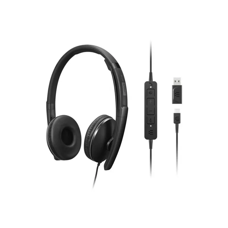 Lenovo 4XD1P83425 slúchadlá/headset káblové Head-band hovory/hudba USB Type-A čierna