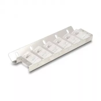 Keystone držiak, 12-portový, naklápateľný, pre 10 inch a 19 inch rack/nástennú montáž, DELOCK 67040, kov/plast, strieborný, 77 × 222 × 27 mm