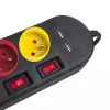 Predlžovacia zásuvka MACLEAN MCE229B — 4 AC zásuvky, 2× USB-A, 1,5 m kábel, 10 A, Typ F, interiér, čierna