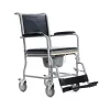 Toaletný invalidný vozík MDH PLW006VC — skladacia toaletná stolička z ocele, 4 kolesá, max. 110 kg, sedacia plocha 43×43 cm, šírka 530 mm, hmotnosť 11,2 kg