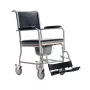 Toaletný invalidný vozík MDH PLW006VC — skladacia toaletná stolička z ocele, 4 kolesá, max. 110 kg, sedacia plocha 43×43 cm, šírka 530 mm, hmotnosť 11,2 kg