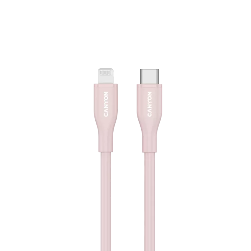 CANYON kábel CLNM60 C-L 60W MFI 1m silikón ružový