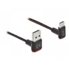 USB kábel DeLOCK EASY-USB 2.0 Type-A konektor samec na Type-C konektor samec zahnutý 0,2 m čierny