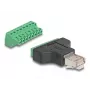 DeLOCK adaptér RJ45 samec > svorkovnica 8-pólová 2-dielna 3,81 mm