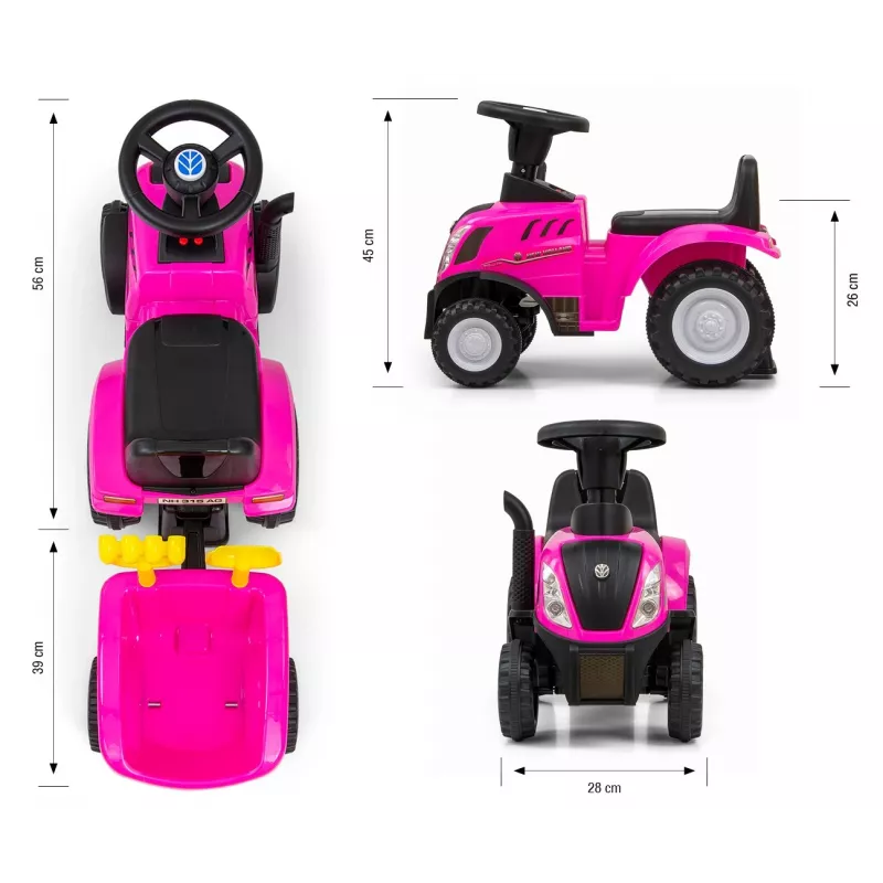Odstrkovadlo milly mally T7 traktor (ružové) detské odstrkovadlo