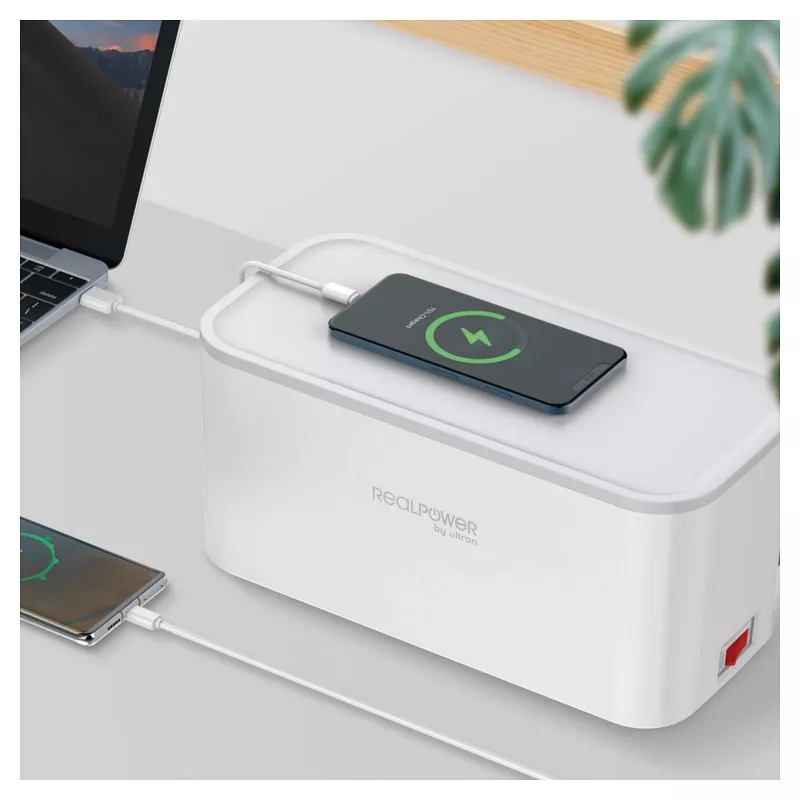 Rozbočovač RealPower PowerBox 522 1,5 m 5 AC zásuviek do interiéru biely