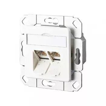 METZ CONNECT BTR E-DAT C6 8/8(8) UPk - prípojná zásuvka, pod omietku - RJ-45 X 2 - čistá biela, RAL 9010 - 2 porty (1307381102-I)
