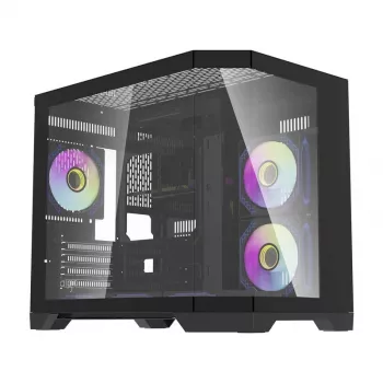 Darflash FT418 počítačová skriňa + 6 aRGB ventilátorov (čierna)