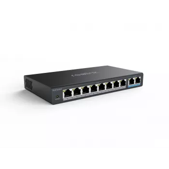 Sieťový PoE switch Reolink RLA-PS1 — 8-portový PoE, 150W celkový rozpočet, IEEE 802.3af/at, 2x Gigabit uplink