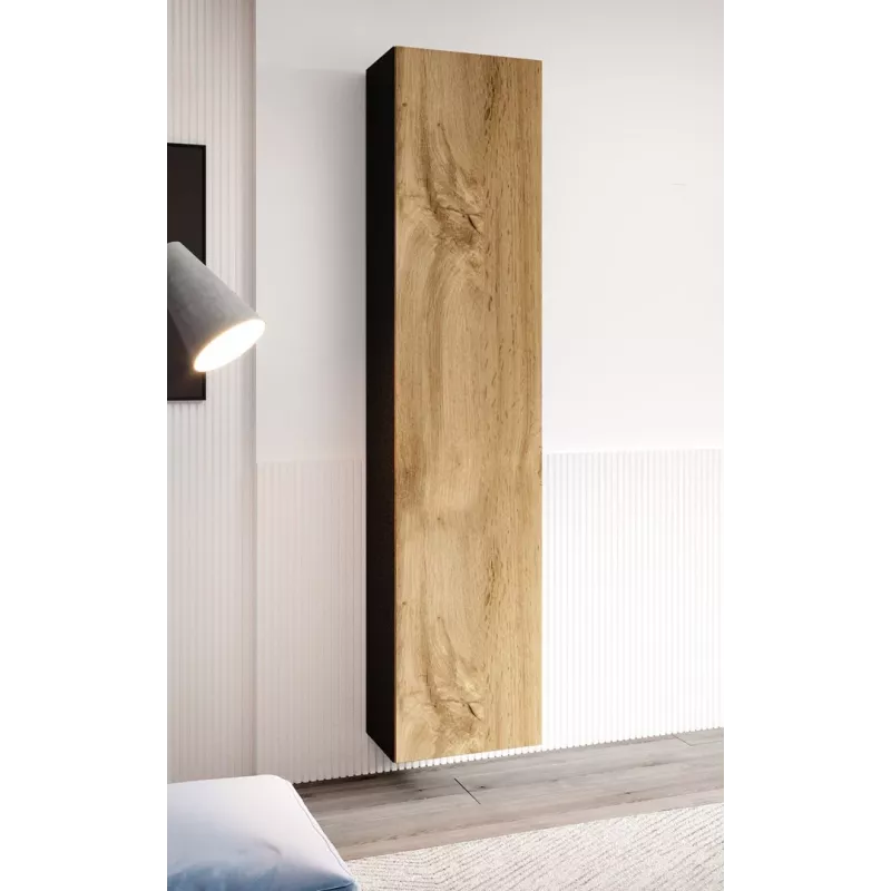 Cama obývacia zostava skríň VIGO 9 čierna/dub wotan