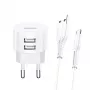 Káblová nabíjačka usams XTXLOGT18MC05 2x USB 2.1A microUSB biela AC/DC