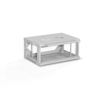 Nástenný 19-palcový 4U sieťový rozvádzač Alantec 600 x 450 mm s jednoduchými sklenenými dverami, odnímateľnými úplnými zadnými a bočnými stenami