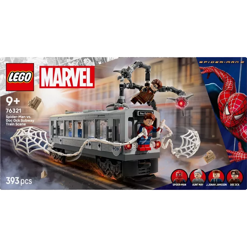 LEGO Marvel Super Heroes 76321 Spider-Man Doc Ock Subway Showdown stavebná hračka, 393 dielov, 4 minifigúrky, vek 9+
