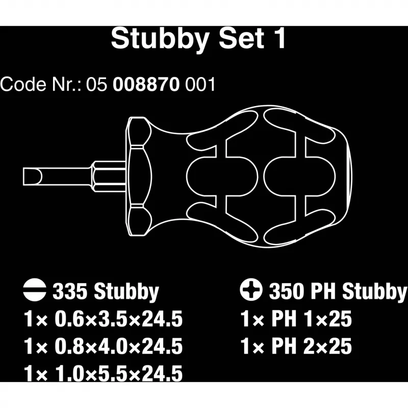Skrutkovač Wera Stubby Set 1