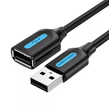 USB 2.0 predlžovací kábel Vention CBIBJ 5 m — konektor samec na konektor samica, čierny