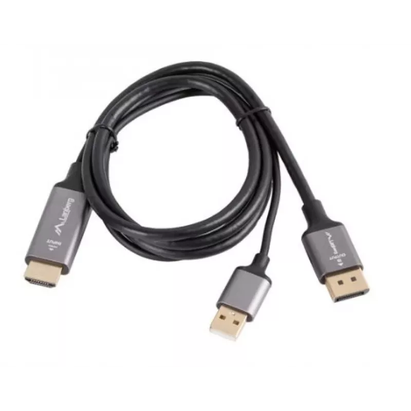 KÁBEL HDMI(M)->DISPLAYPORT(M) 1M 4K ČIERNY LANBERG