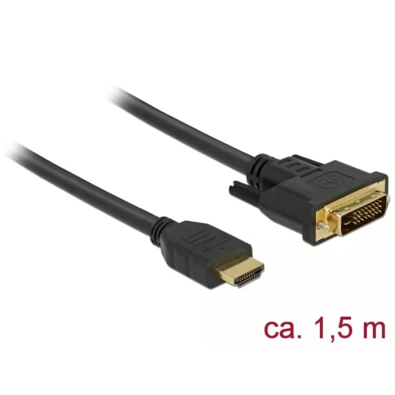 Video kábel adaptér DeLOCK 85653 1,5m HDMI Type-A DVI čierny