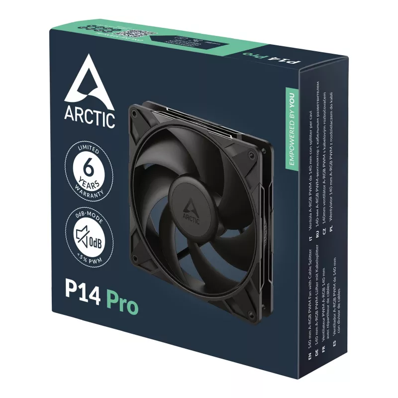 ARCTIC P14 Pro 140 mm PWM ventilátor, ventilátor, 14 cm, 400 ot/min, 2500 ot/min, 186 m³/h, čierna