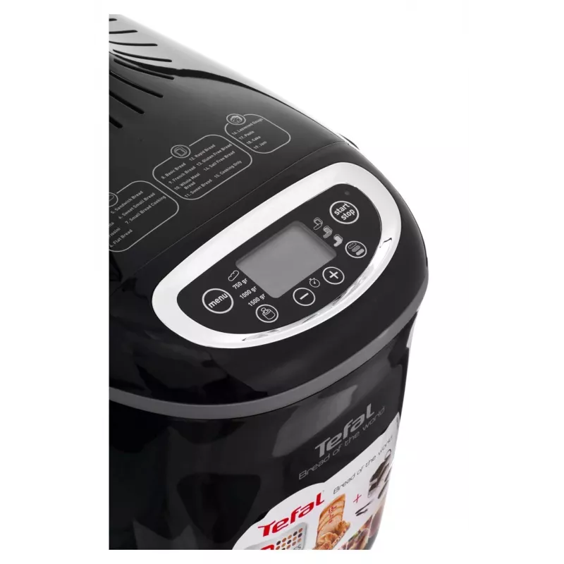 Automat na pečenie chleba Tefal PF611838 — 1600 W, kapacita 1,5 kg, 19 programov, dotykové ovládanie, čierna