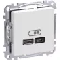 Nástenná zásuvka Schneider Electric WDE002983 s USB-A a USB-C portami, Power Delivery, biela