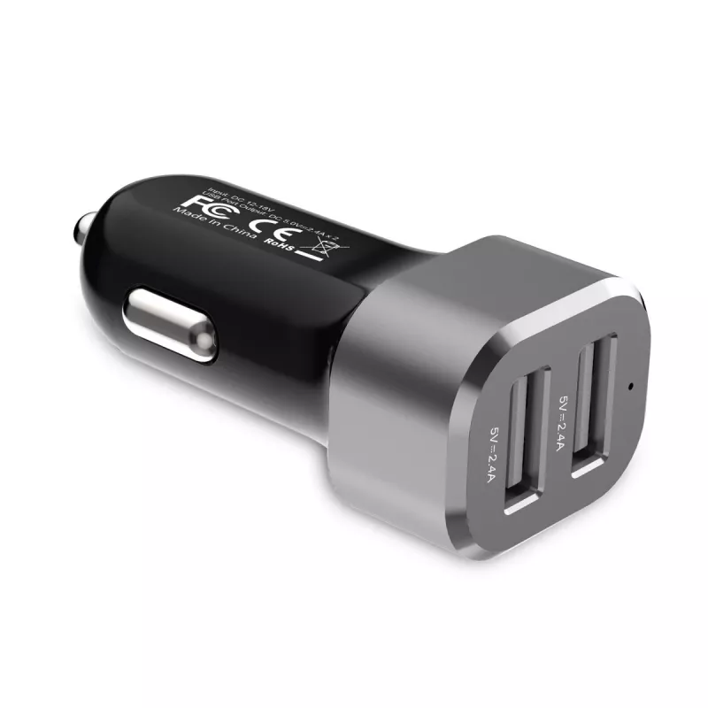 Auto nabíjačka 2xUSB 2,4A hliník