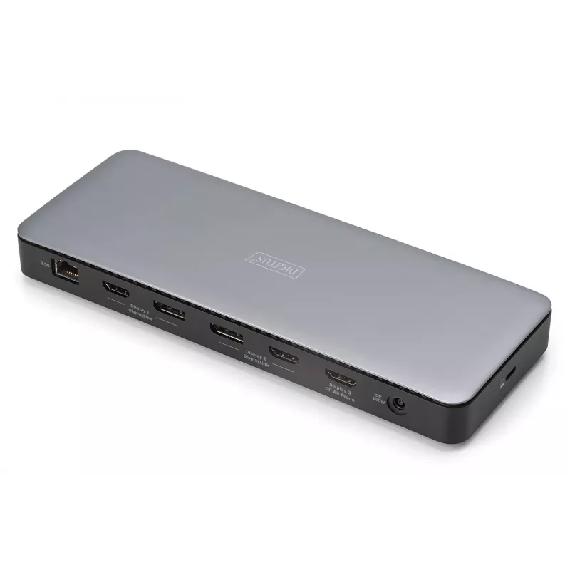 Digitus DA-70918 dokovacia stanica USB-C, 13 portov, 3x HDMI, 2x DP, 4x USB-A, 1x USB-C, RJ-45 1GbE, SD, audio, 150 W