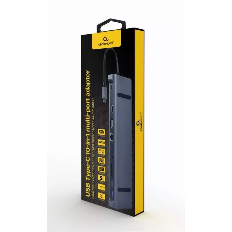 Gembird a-CM-COMBO10-01 dokovacia stanica/port replikátor pre notebook káblový USB...