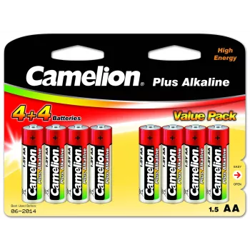 Alkalické batérie CAMELION AA LR6 Plus — balenie 8 ks, AA (LR6)