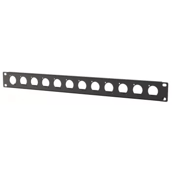 Rackový panel 1U Lanview model LVR1U-12D-BL s 12 výrezmi pre keystone moduly, čierny