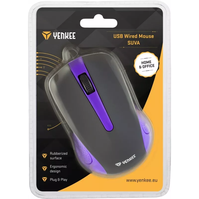 USB káblová myš, 3 tlačidlá, pogumovaný povrch