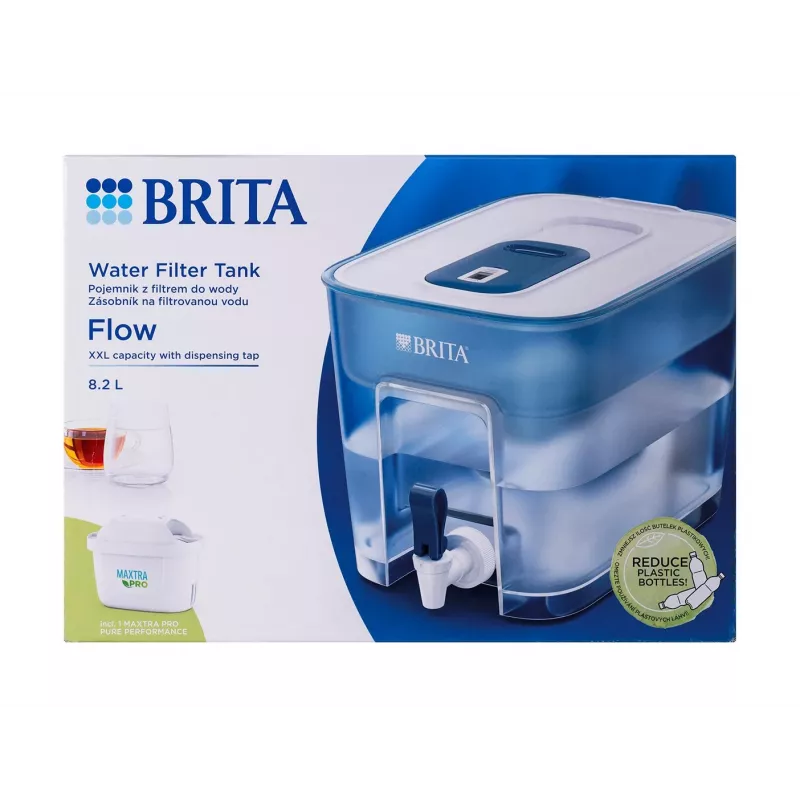 BRITA Flow 1052805 dávkovač s filtrom na vodu s kartušou MAXTRA PRO Pure Performance, 8,2 l (5,2 l filtrovanej), modrý