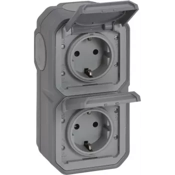 Legrand Plexo neu APWG 069744L Schuko zásuvka IP44 sivá 2-násobná vertikálna 5 (069744L)